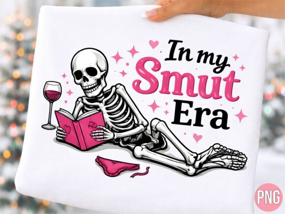 Evaluating the In My Smut Era Skeleton Reading Book PNG for Creative Projects