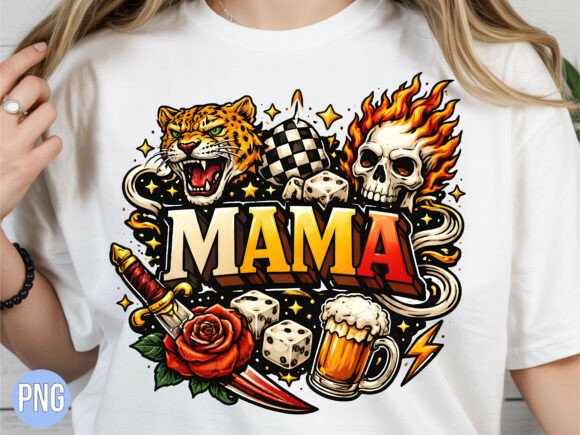 Evaluating the Mama Rocker Skull Leopard Dice PNG for Professional Print-on-Demand Workflows