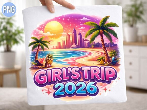 Girls Trip 2026 Retro Sunset Beach PNG: Elevating Your Creative Projects with Nostalgic Design