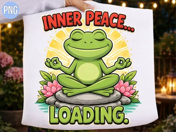 Inner Peace Loading Yoga Funny Frog PNG