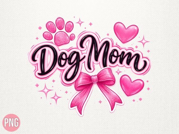 Pink Dog Mom Bow Script Love Paw PNG Guide