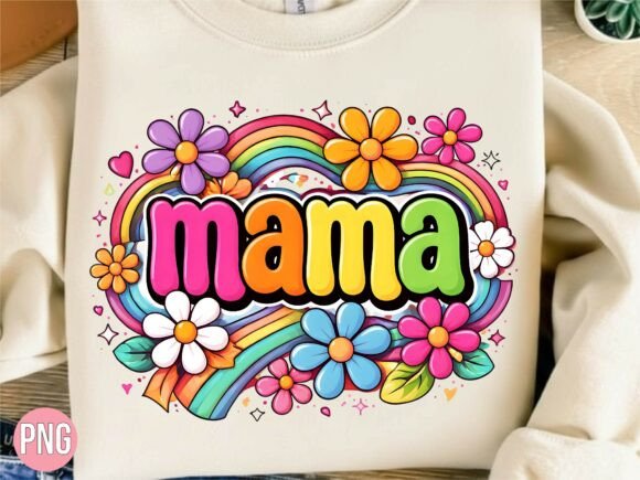 Retro Rainbow Daisy Groovy Mama PNG Guide