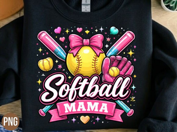 Softball Mama Pink Bow Sports Mom PNG: Elevating Digital Designs for the Modern Creator