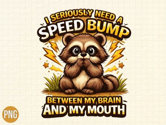 Speed Bump Brain Raccoon PNG for Creative Projects