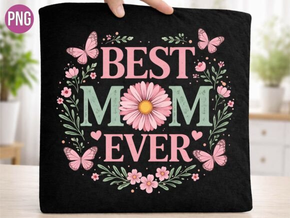 Spring Best Mom Ever Pink Daisy PNG